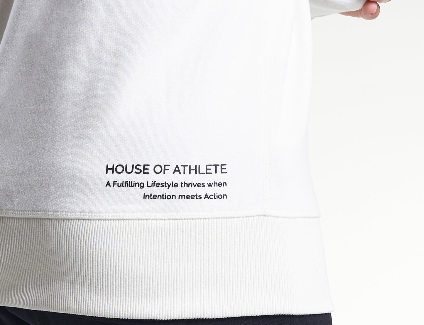 Mens Casual Relaxed Logo Crew Ivory
