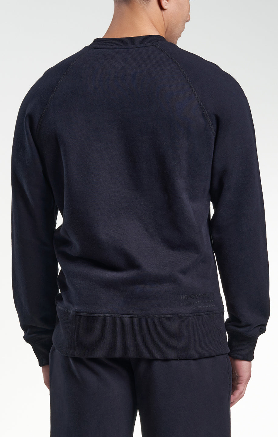Mens Casual Relaxed Logo Crew Black