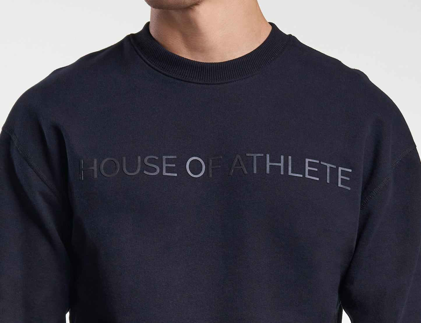 Mens Casual Relaxed Logo Crew Black