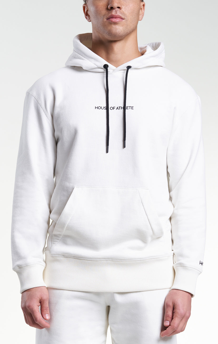 Mens Casual Popover Logo Hoodie Ivory