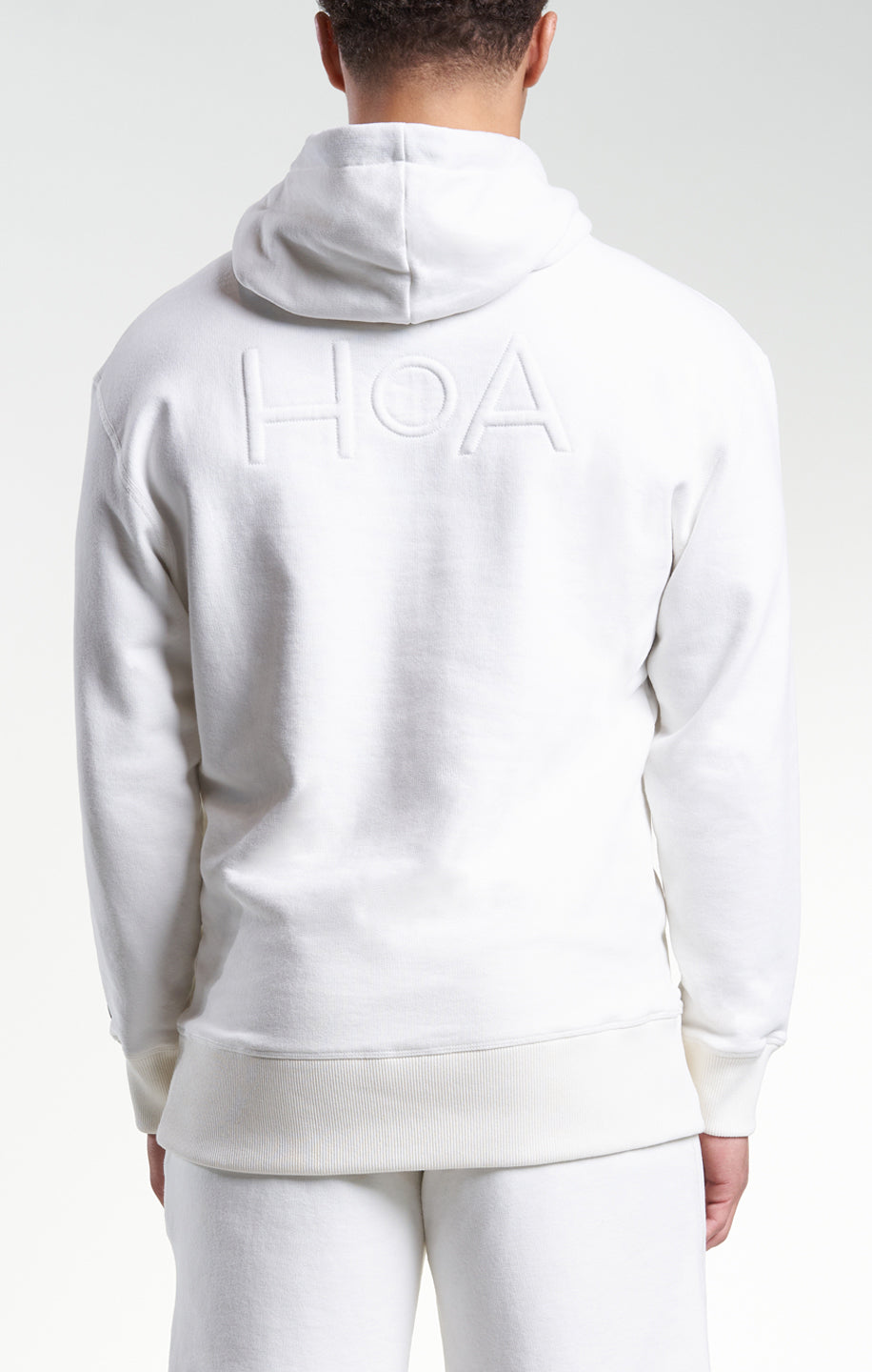Mens Casual Popover Logo Hoodie Ivory