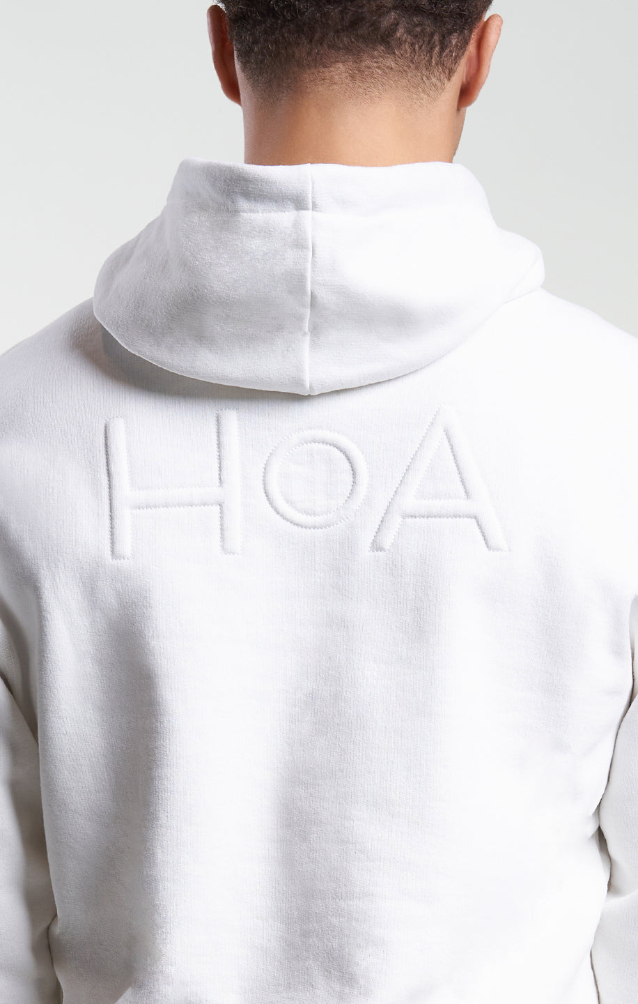 Mens Casual Popover Logo Hoodie Ivory