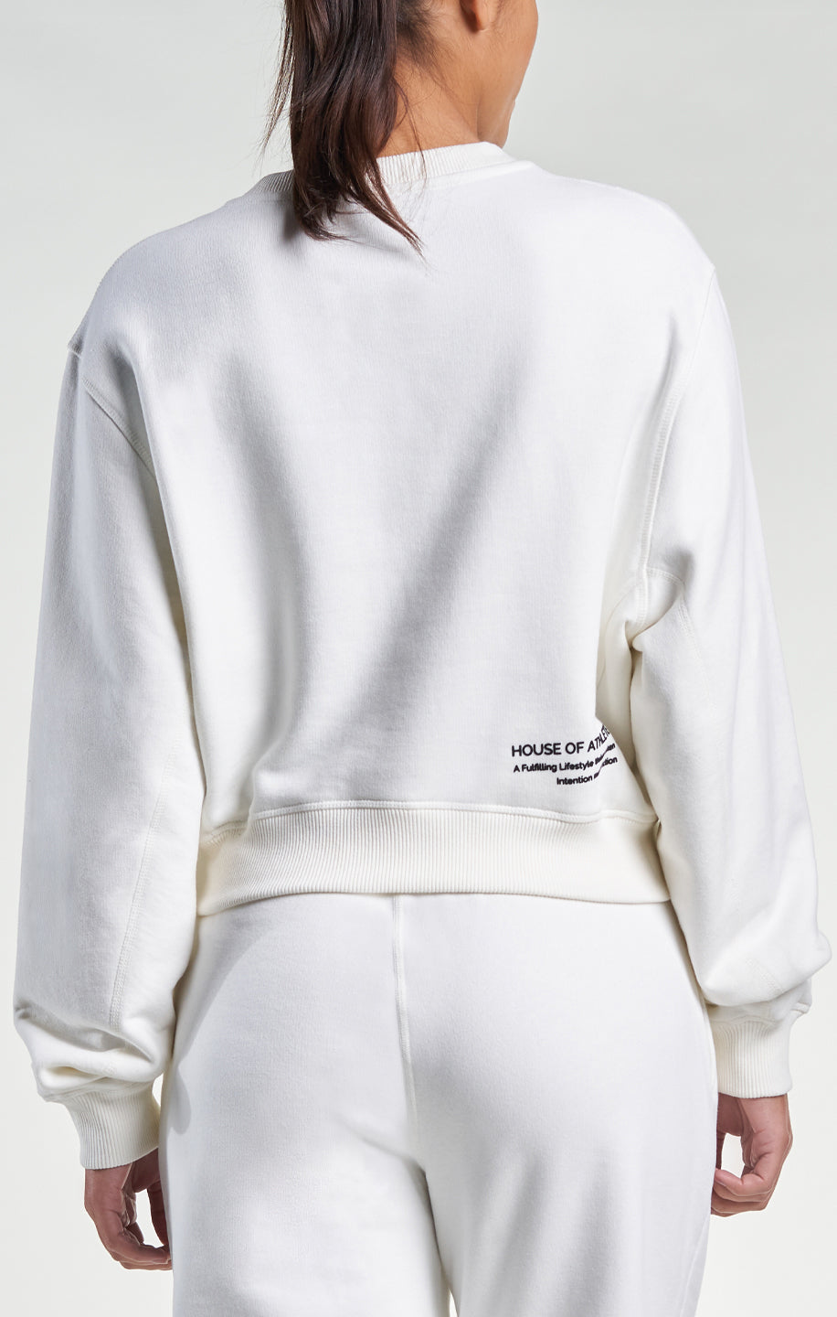 Womens Casual Crop Sweatshirt Ivory