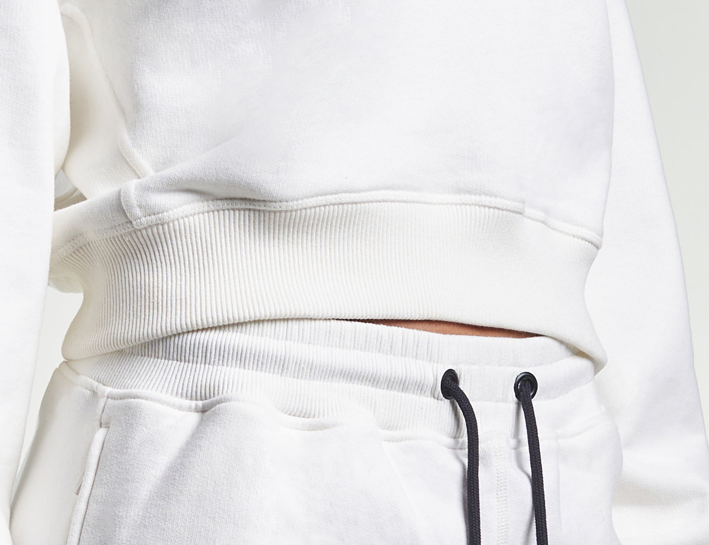 Womens Casual Crop Sweatshirt Ivory