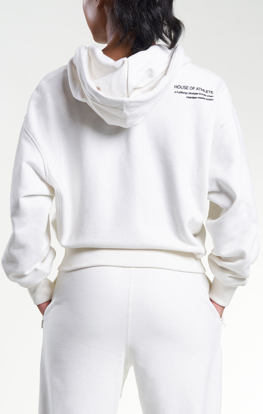Womens Casual Zip-Through HOA Hoodie Ivory