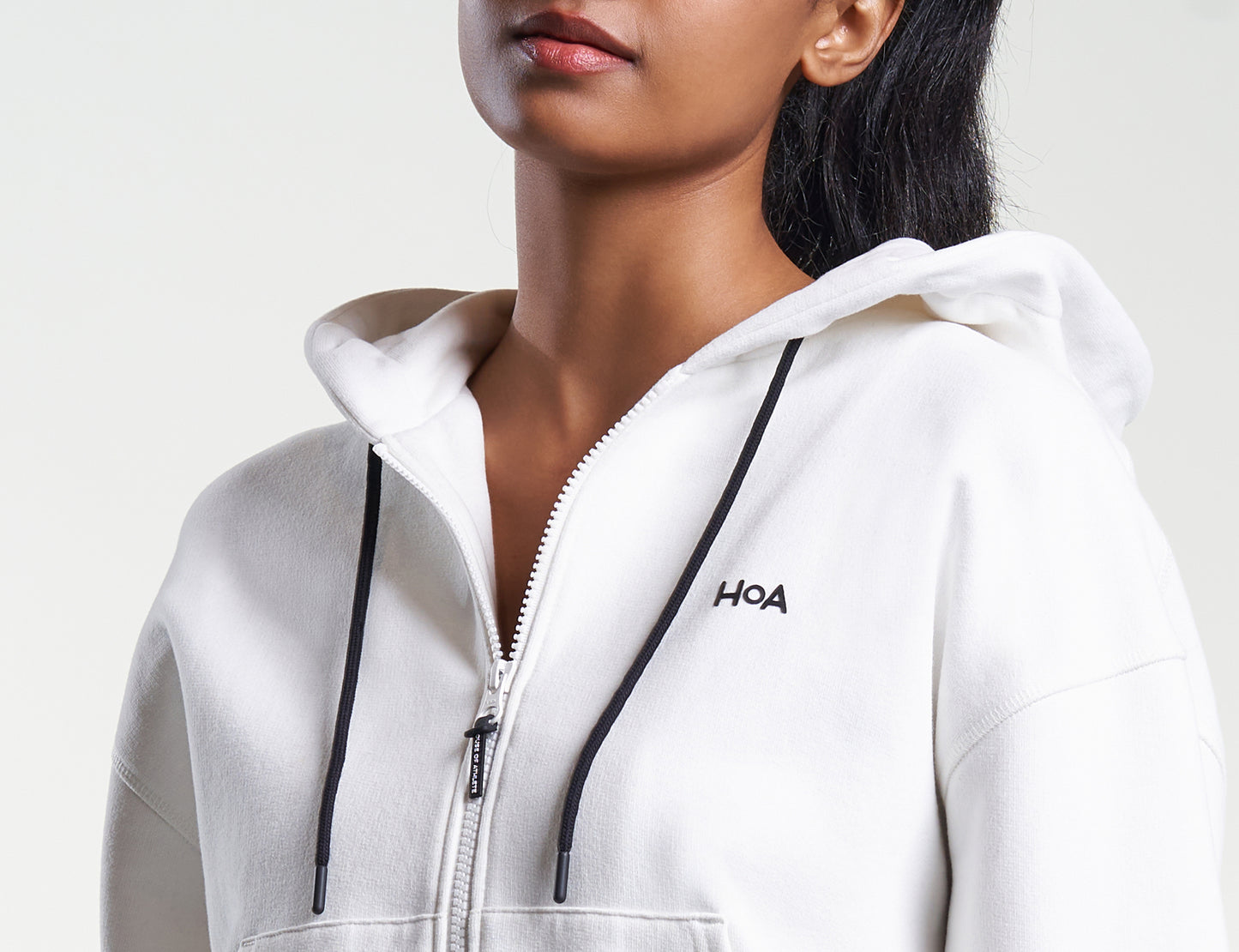 Womens Casual Zip-Through HOA Hoodie Ivory