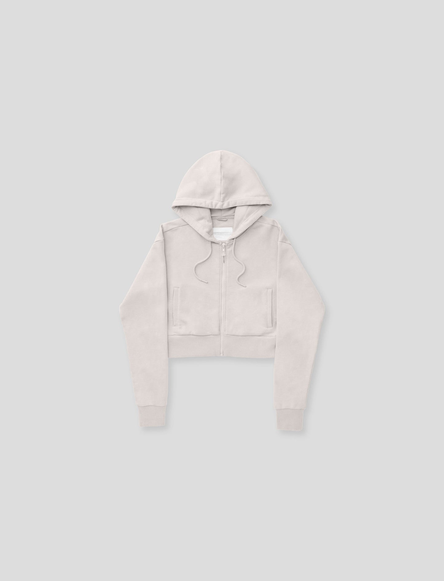 Women's French Terry Crop Zip Hoodie Stone