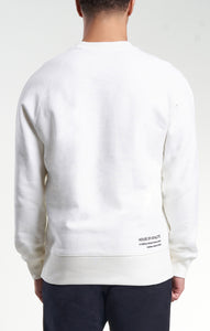 Mens Casual  Relaxed Logo Crew Ivory