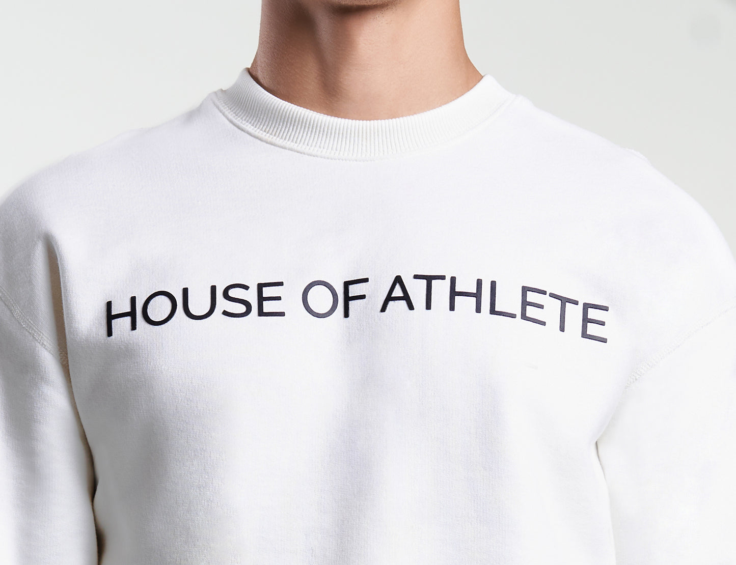 Mens Casual  Relaxed Logo Crew Ivory