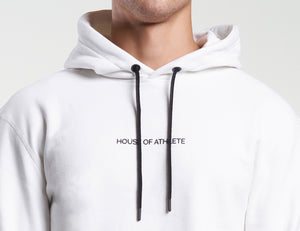 Mens Casual Popover Logo Hoodie Ivory