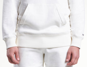 Mens Casual Popover Logo Hoodie Ivory