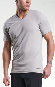 Logo V-Neck Tee Drizzle Grey