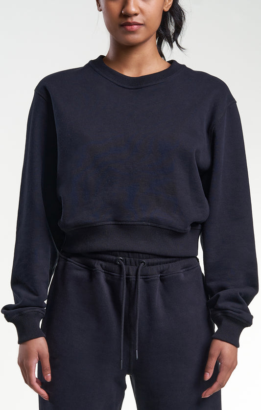 Womens Casual Crop Sweatshirt Black