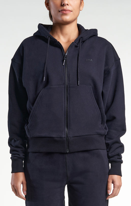 Womens Casual Zip-Through HOA Hoodie Black