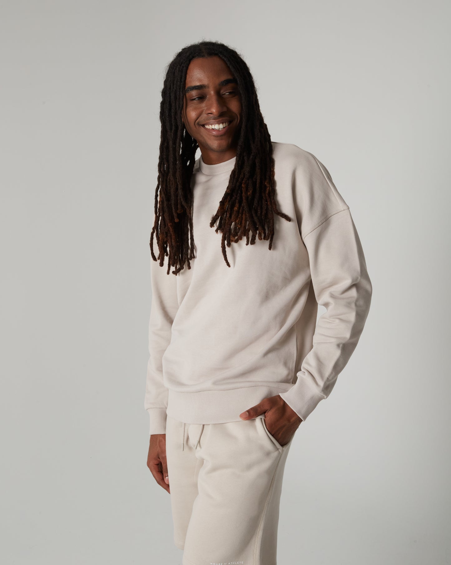 Men's French Terry Oversized Crew Stone
