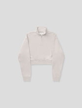 Load image into Gallery viewer, Women&#39;s French Terry Crop 1/4 Zip Pullover Stone
