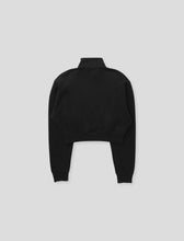 Load image into Gallery viewer, Women&#39;s French Terry Crop 1/4 Zip Pullover Black
