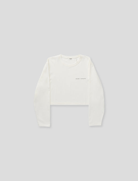 Women's Comfort Crop Long Sleeve Tee White