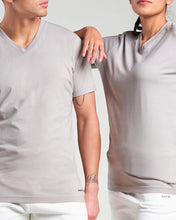 Load image into Gallery viewer, Logo V-Neck Tee Drizzle Grey

